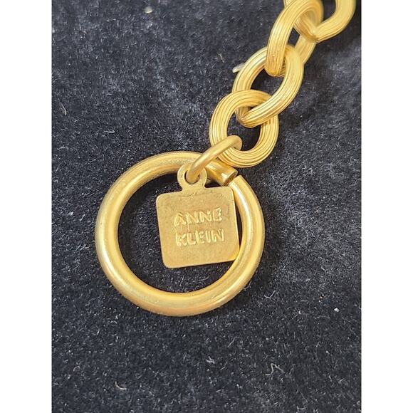 Heart Necklace Gold Tone Ann Klein Fleur-de-Lis Heart Necklace 20in - Picture 4 of 5